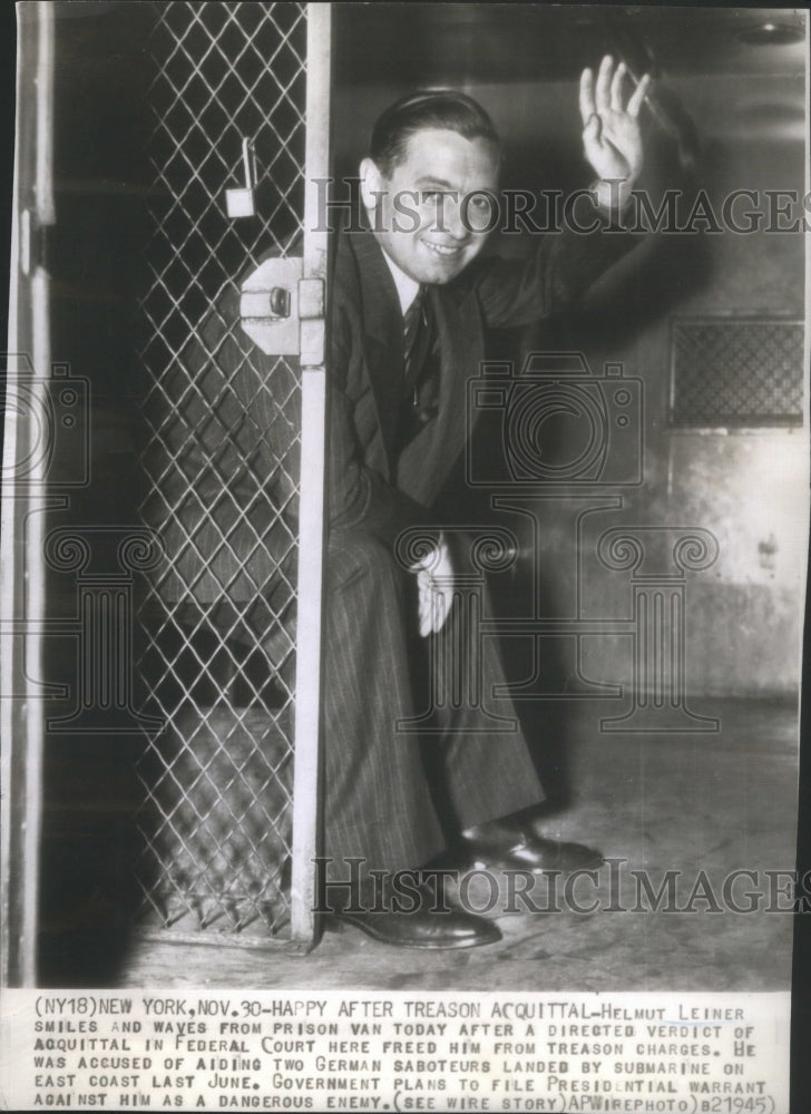 1942 Press Photo Helmut Leiner Wave Prison Verdict- RSA48663 - Historic Images