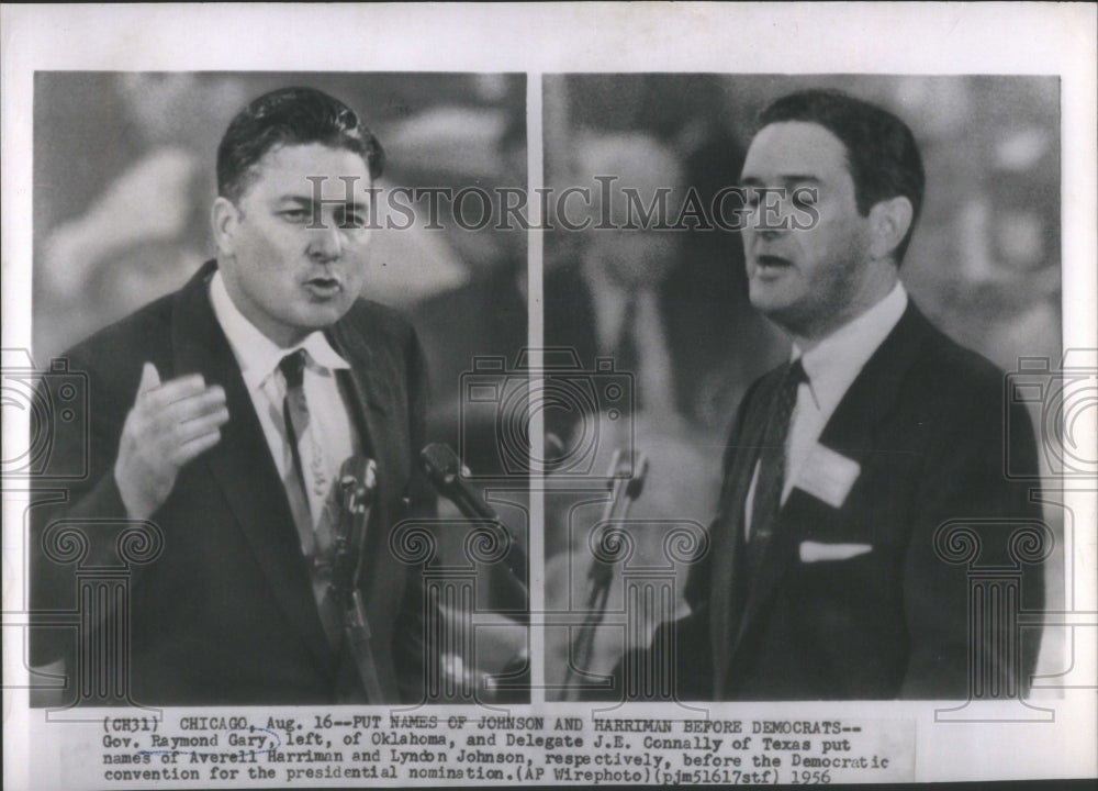 1956 Press Photo Gov. Raymond Gary and J.E. Conally - Historic Images