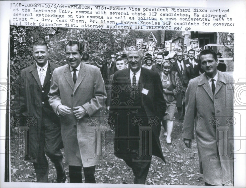 1964 Press Photo Richard Nixon Campus Lawrence Presiden- RSA49697 - Historic Images