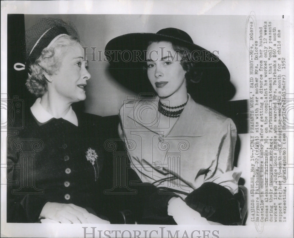 1952 Mrs. Dolores Barrymore Fairbanks Divor - Historic Images