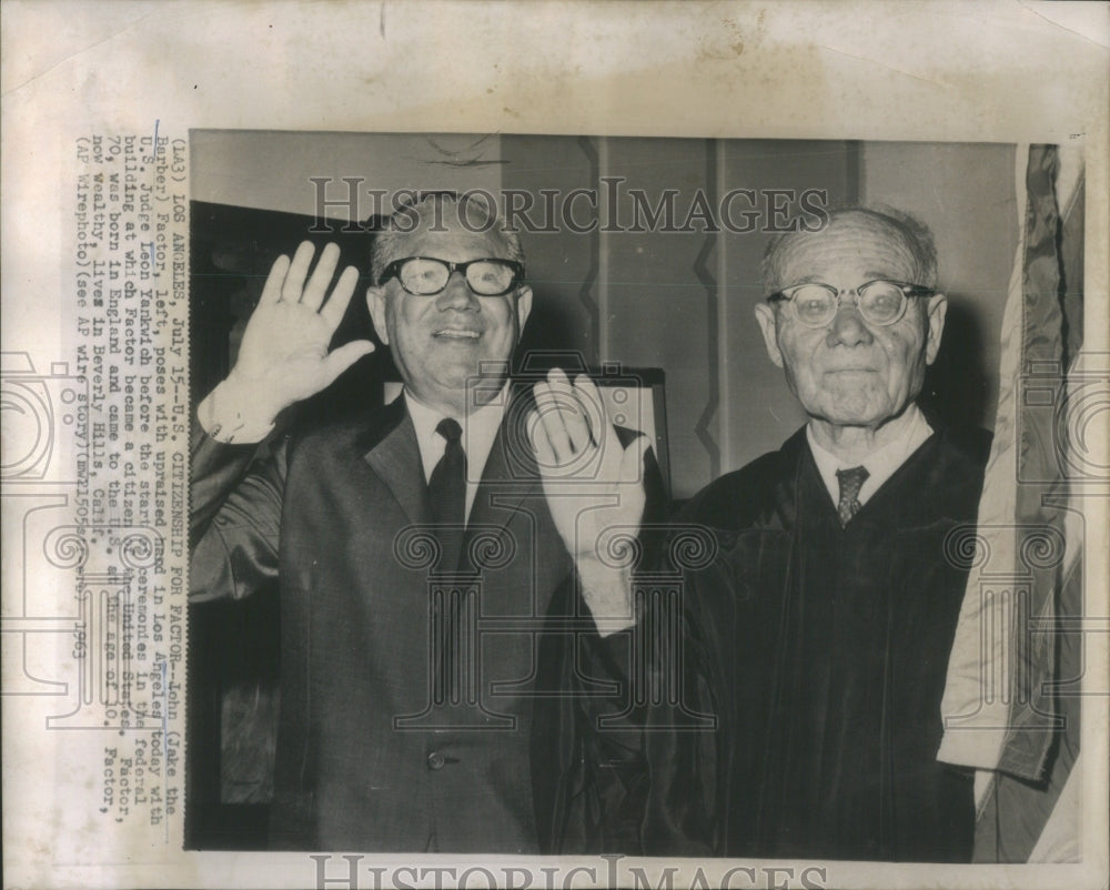 1963 John Factor poses with US Judge Leon Y - Historic Images