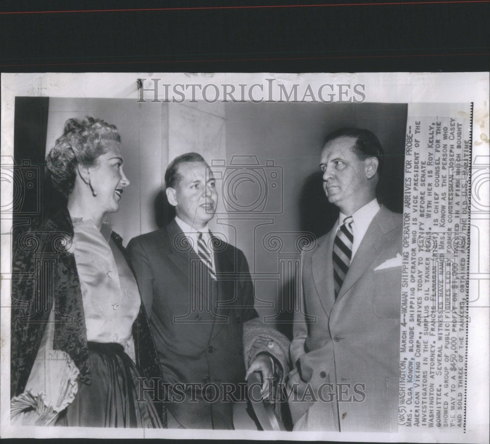 1952 Press Photo Mrs Olga konow Blonde Shipping operato - Historic Images