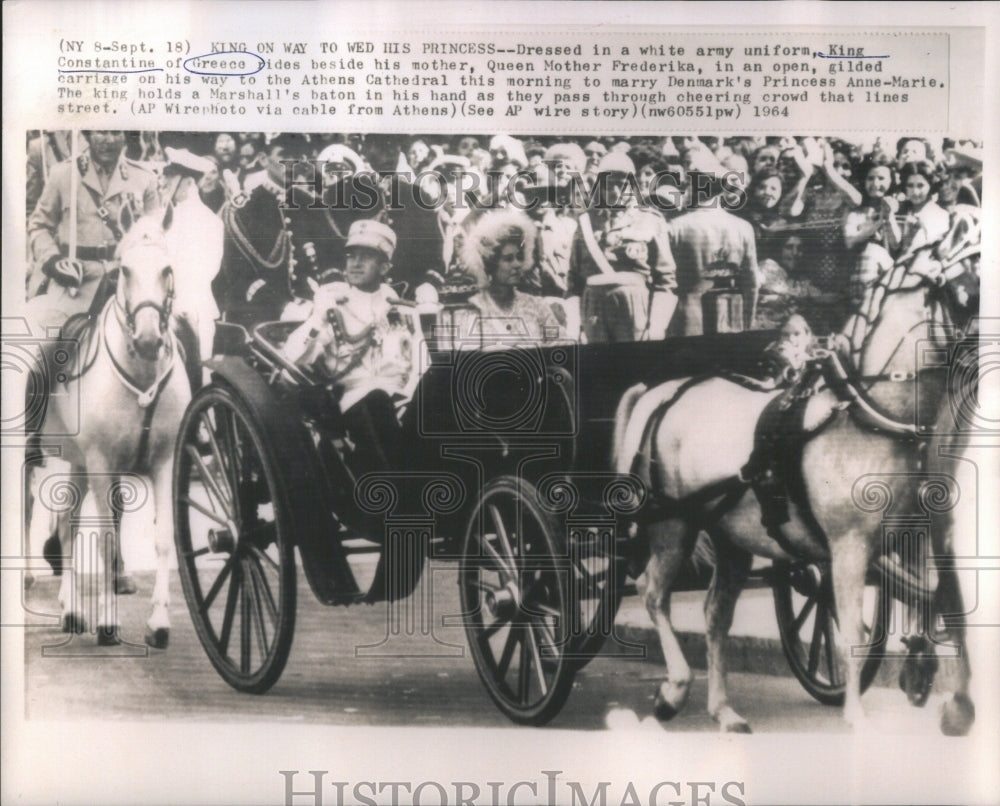 1964 Greece King Constantine on Way to Wed - Historic Images