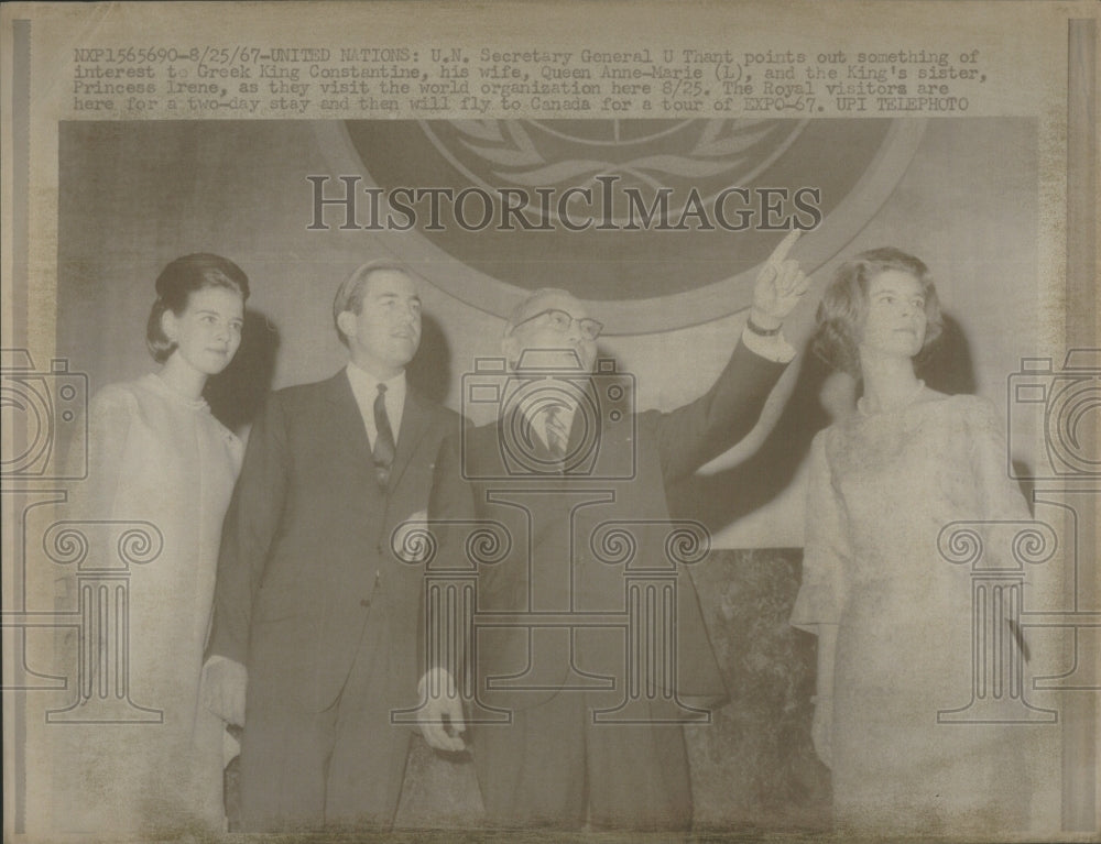 1967 UN&#39;s U Thant Greek Constantine &amp; Wife-Historic Images