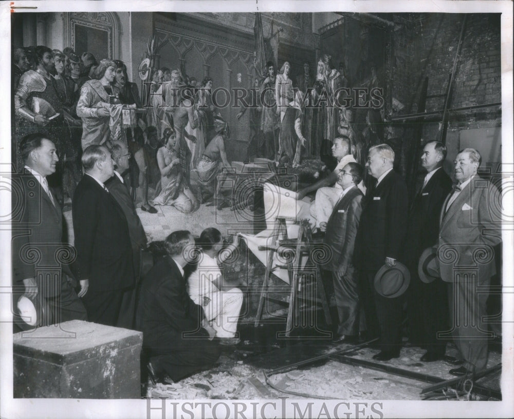 1958 Mural Removal Columbus Memorial Bldg - Historic Images