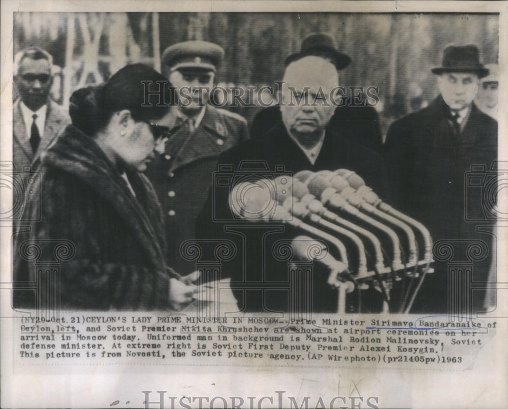 1963 Press Photo Minister Sirimavo Bandaranaike Ceylong- RSA52359 - Historic Images