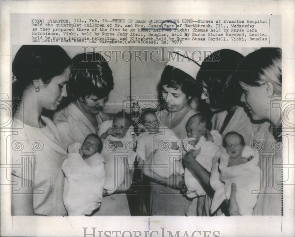 1973 Evanston Hospital Quintuplet Children - Historic Images