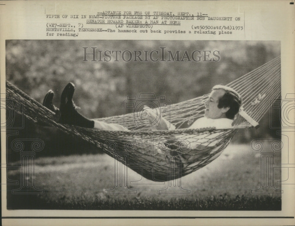 1973 Press Photo hammock out back provides relaxing pla - Historic Images