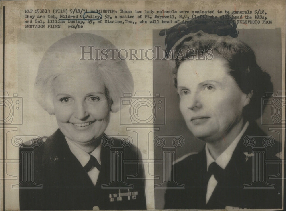 1971 Colonels Mildred Bailey, Lillian Dunla-Historic Images