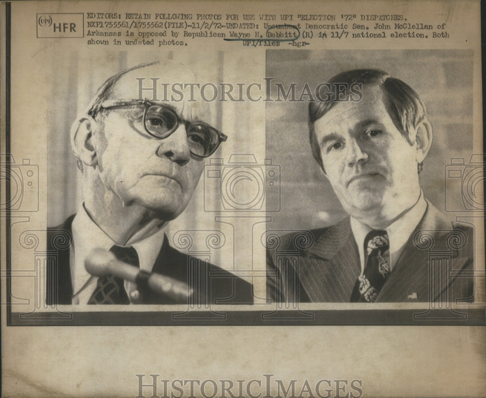 1972 Democratic Senator McClellan opposed R - Historic Images