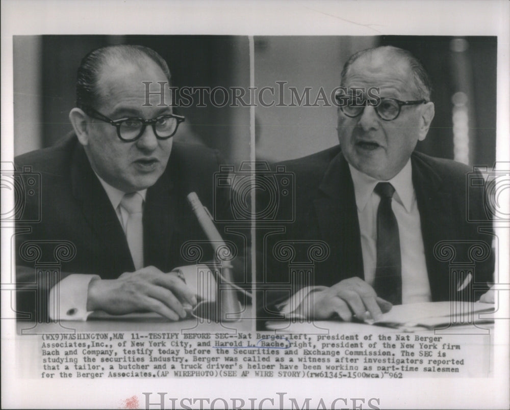 1962 Nat Berger And Harold L. Bache Testify - Historic Images