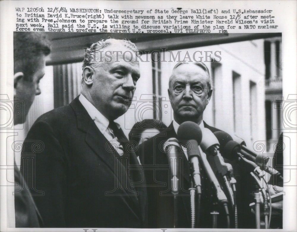 1964 Press Photo Undersecretary of State George Ball an- RSA53185 - Historic Images