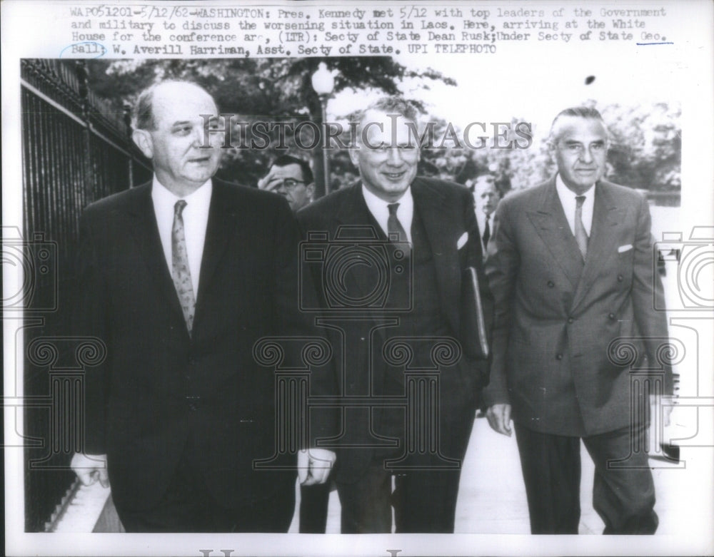 1962 Press Photo Dean Rusk, George Ball, W. Averill Har- RSA53189 - Historic Images