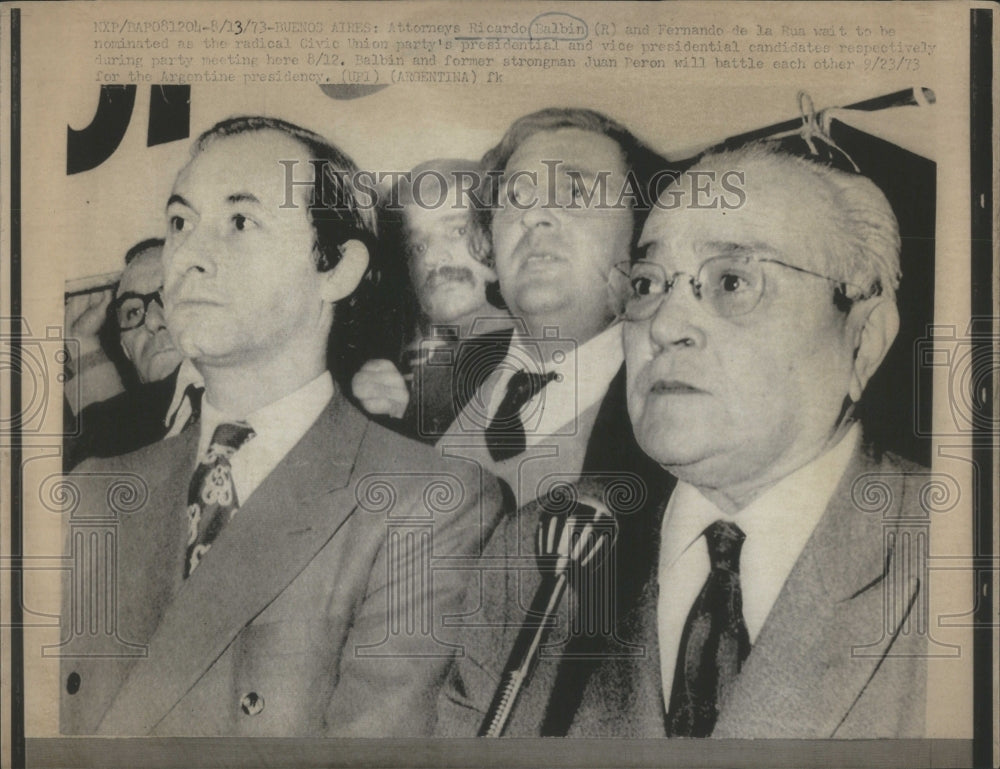 1973 Press Photo Ricardo Balbin and Fernando de la Run - Historic Images