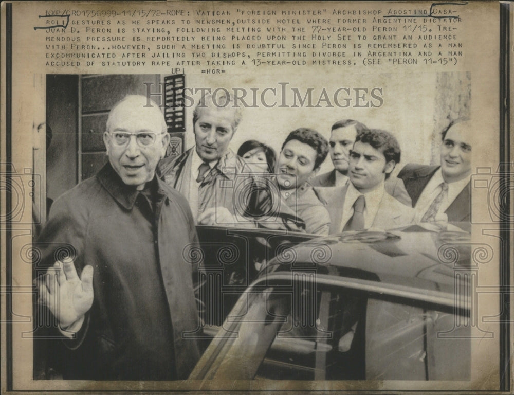 1972 Vatican Casaroli Peron Meeting Rome - Historic Images