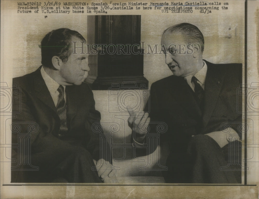 1969 Press Photo Richard Nixon &amp; Span. Foreign Min. Fe- RSA53625 - Historic Images