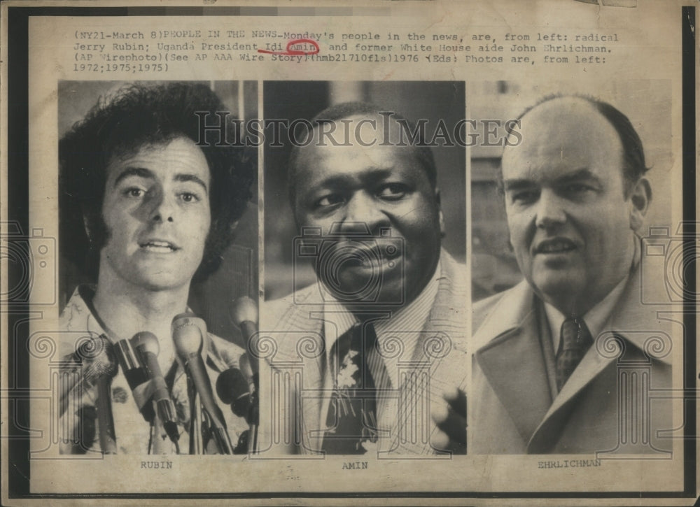 1975 Press Photo Jerry Rubin Uganda Amin Ehrlichman- RSA53755 - Historic Images