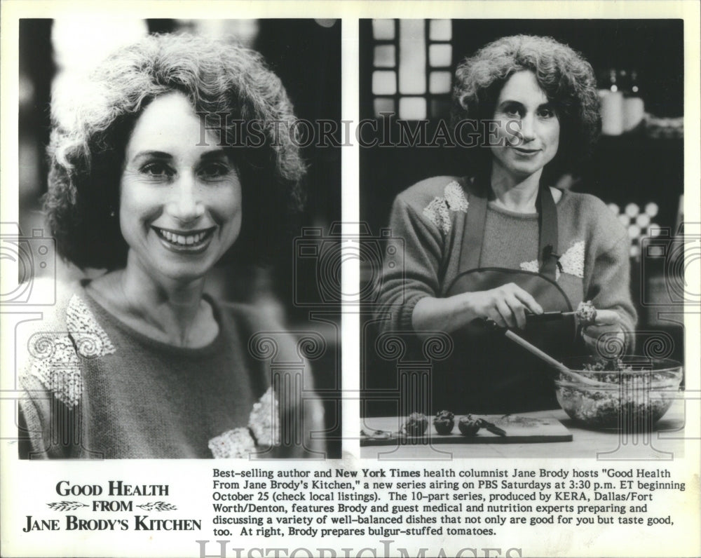 1986 Press Photo Jane Brody Kitchen Good Health Author- RSA54553- Historic Images