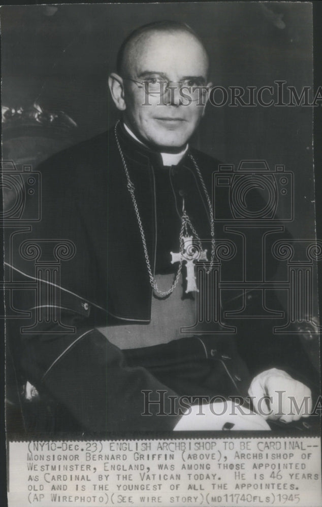 1945 Monsignor Bernard Griffin England West - Historic Images