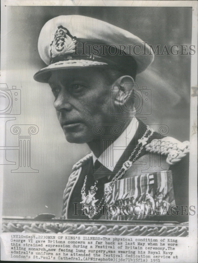 1951 Press Photo King George VI Britain Ceremony Omen- RSA57163 - Historic Images