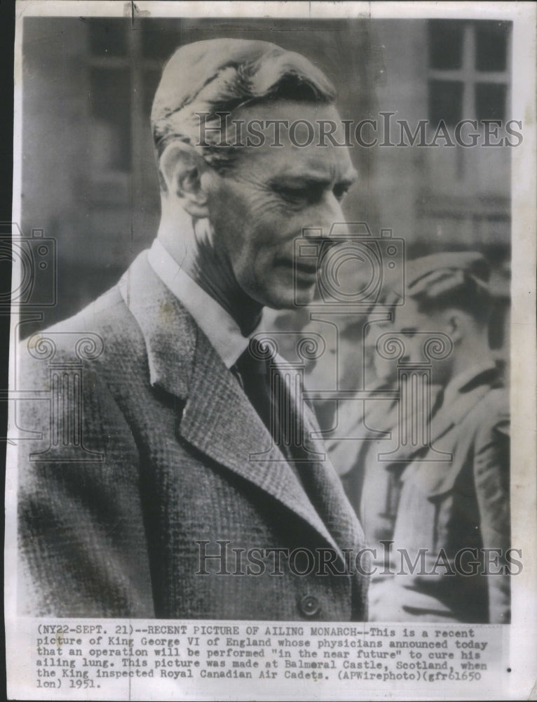 1951 King George VI England ailing lung-Historic Images
