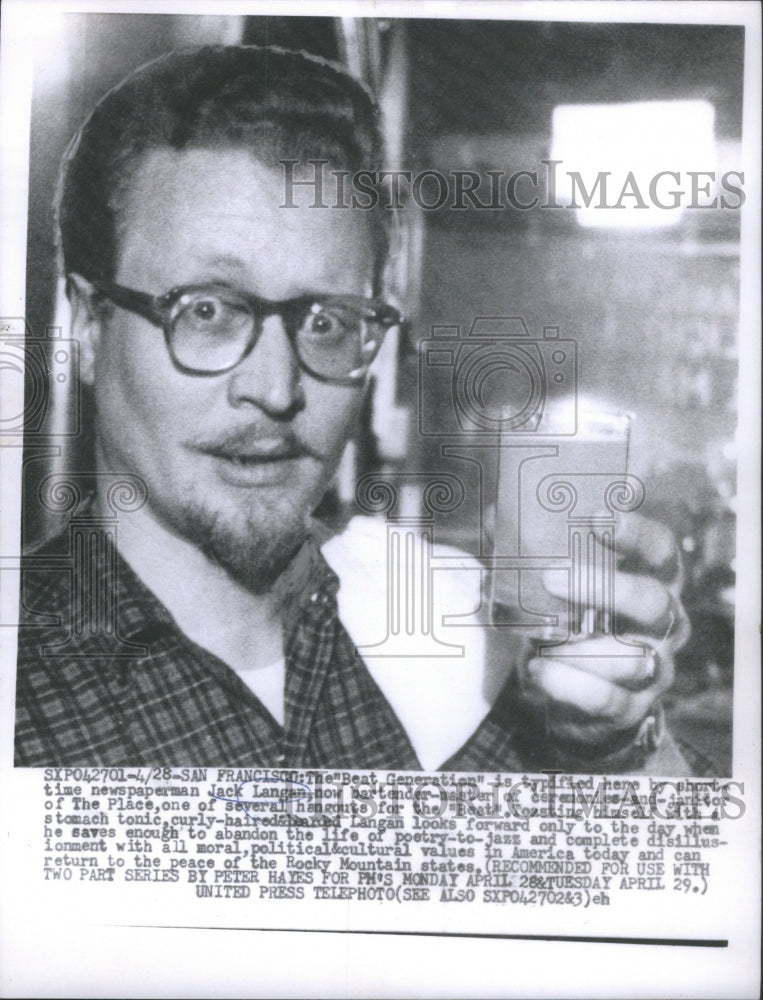 1958 Newspaperman Jack Langan bartender-master ceremonies The Place - Historic Images