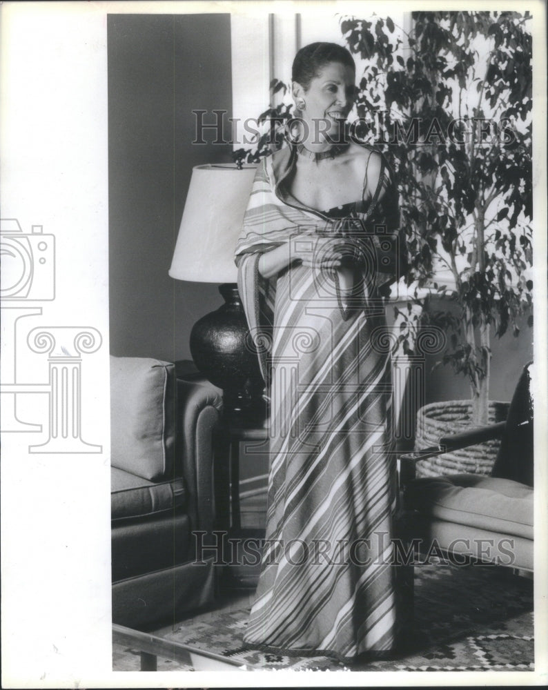 1984 Judy Goldberg Roman Stripe Jersey Gown - Historic Images