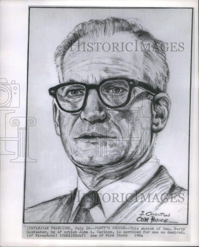 1964 Goldwater Sketch AP Artist Carlton - Historic Images