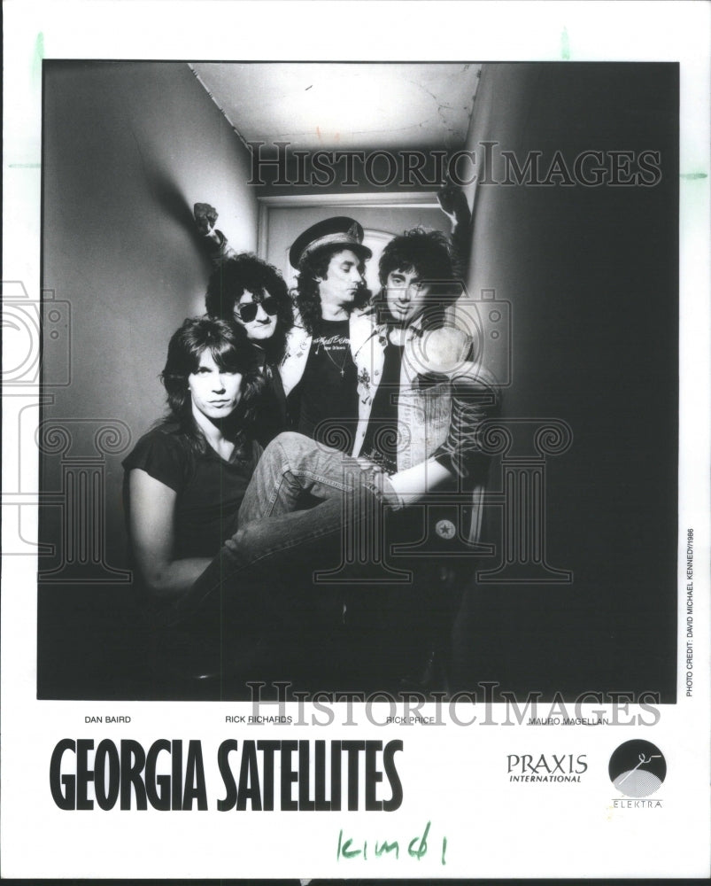 1986 Press Photo Dan Baird Rick Price Mauro Magellan  Georgia Satellites - Historic Images