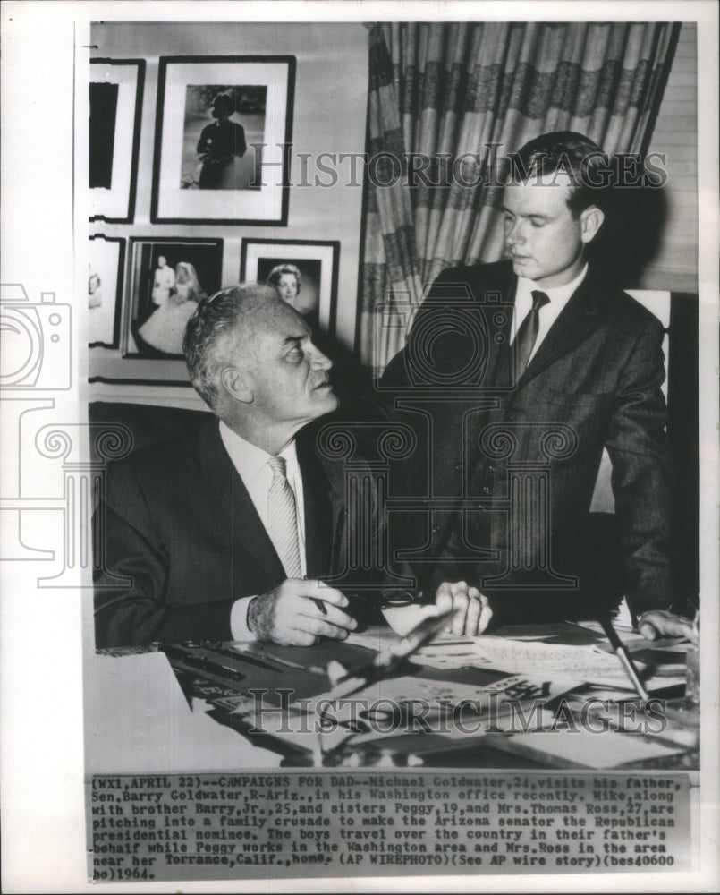 1964 Press Photo Senator Barry Goldwater Michael Goldwater - Historic Images