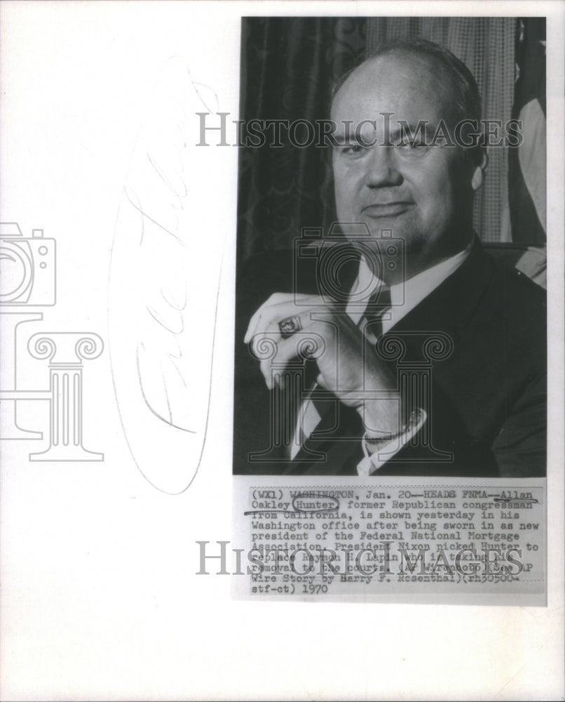 1970 Press Photo Allan Oakley Hunter Former Republican California Congressman - Historic Images