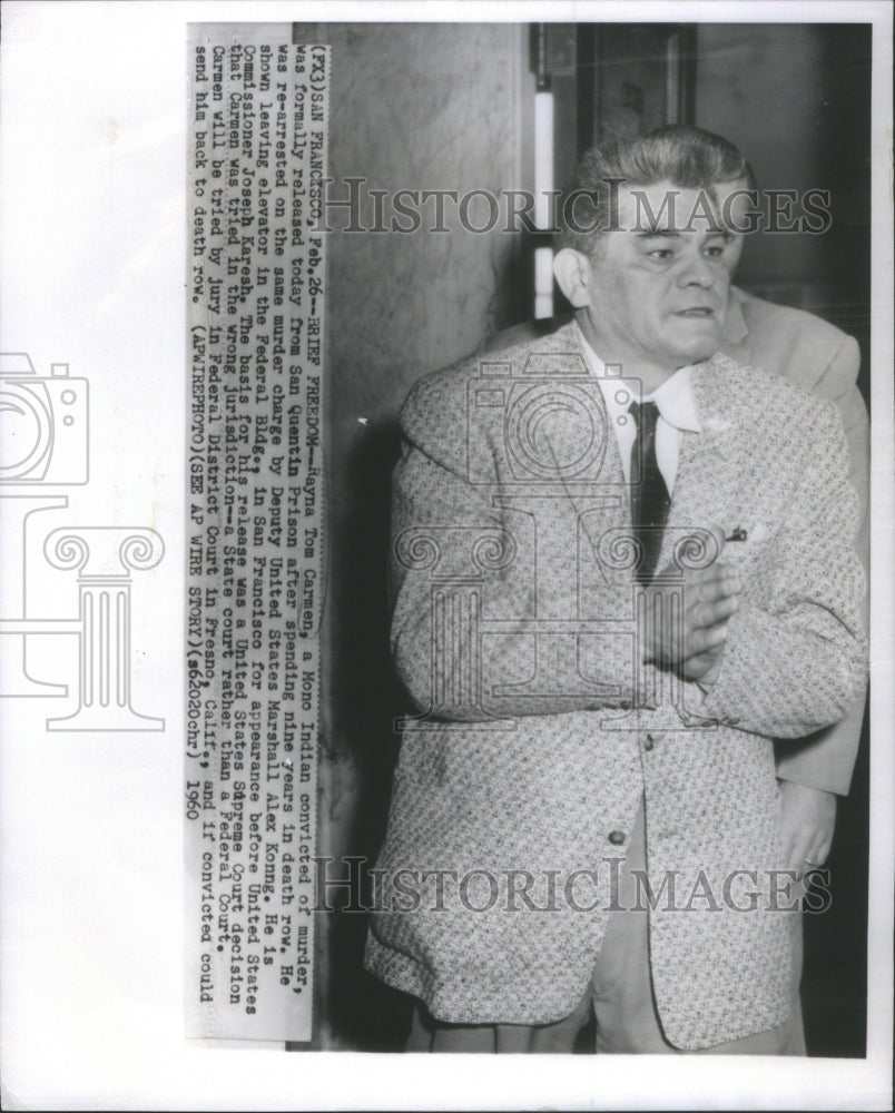 1960 Press Photo Rayna Tom Carmen Mono Indian Murder Convict- RSA60121- Historic Images