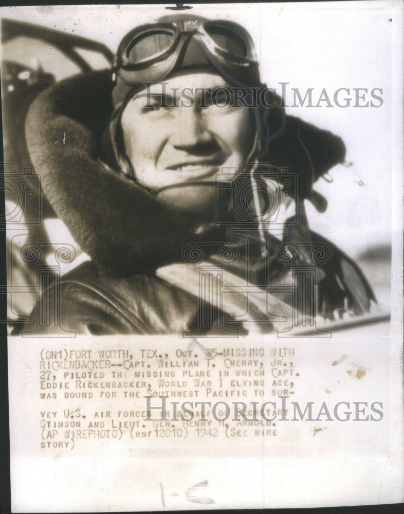 1942 Press Photo Capt. William T. Cherry Pilot Air Force- RSA60151- Historic Images