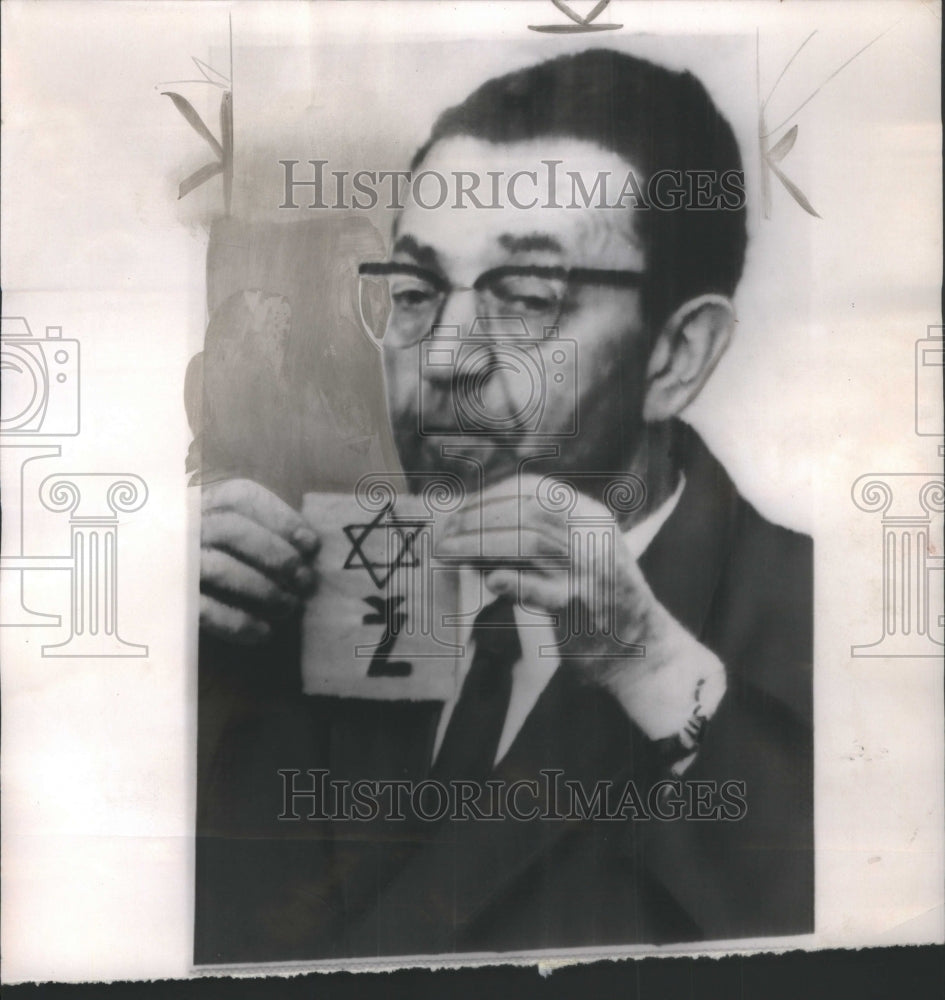 1961 Alexander Arnon hold Star of David forced to wear.-Historic Images