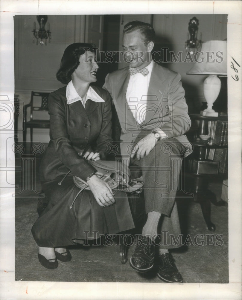 1950 Virginia Leimert & Alexander Biddle At Wedding Luncheon - Historic Images