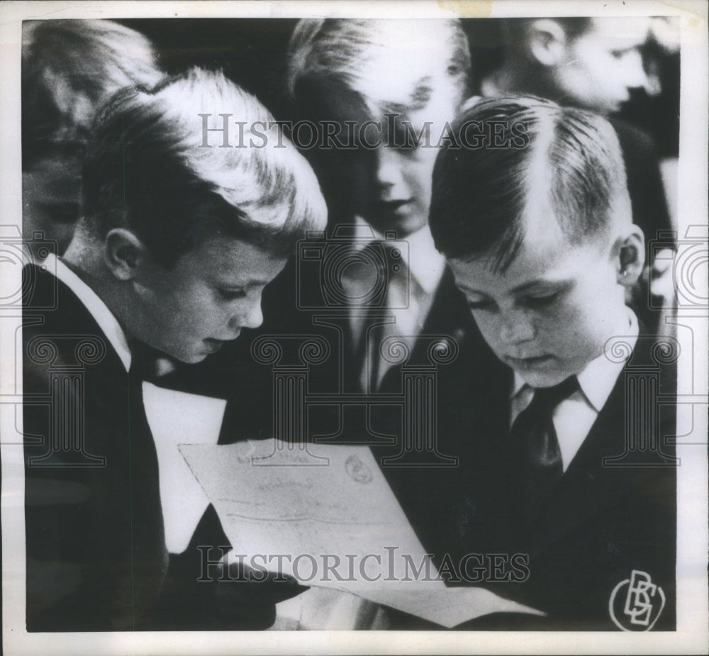 1957 Sweden's Crown Prince Carl Gustaf  Checks A Classmate's Marks-Historic Images