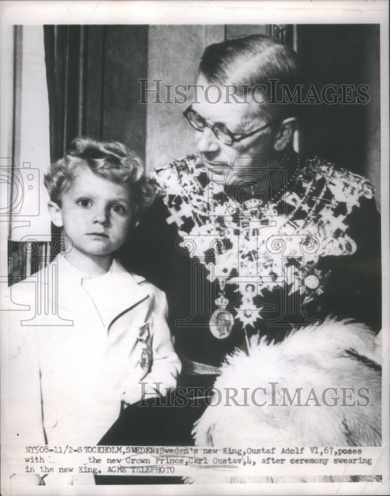 1950 Tockholm Smeden New King Gustaf Adolf Pose NEw Crown Prince-Historic Images