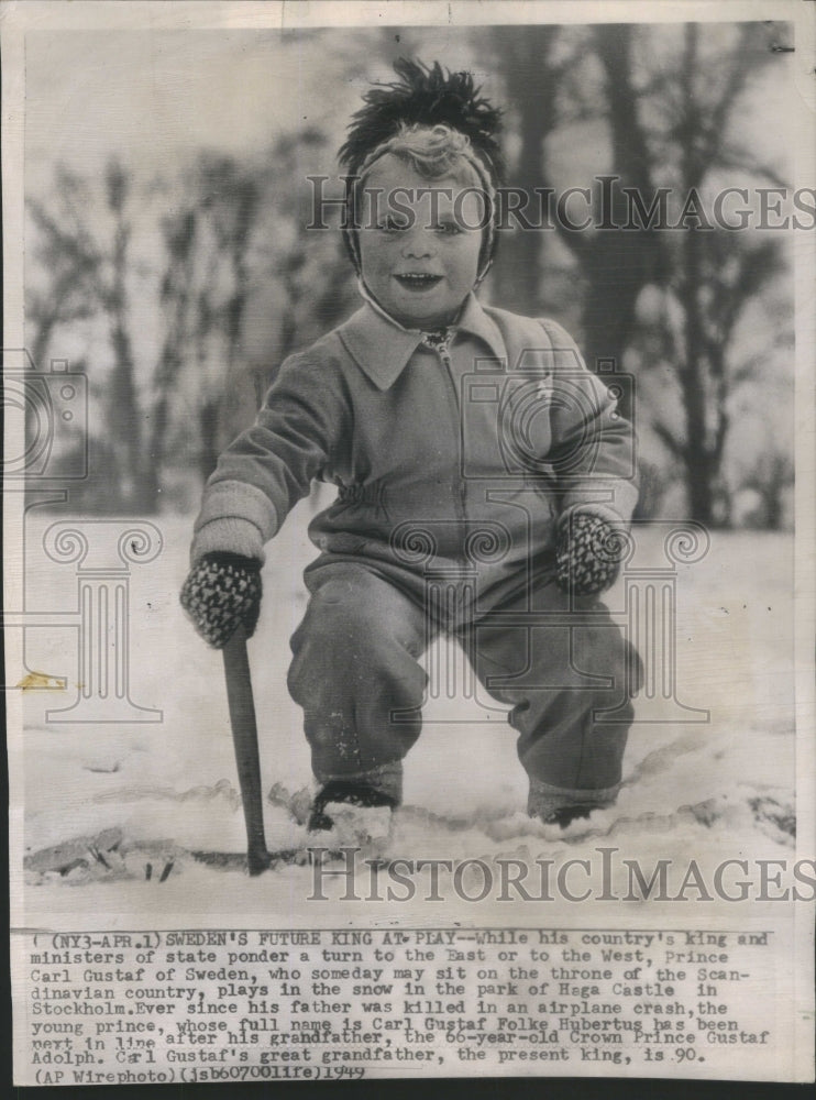 1949 Prince Carl Gustaf Of Sweden Plays In Haga Castle Snow-Historic Images