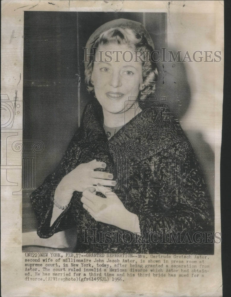 1956 Mrs Gertrude Gretsch Astor second wife John Jacob Astor - Historic Images