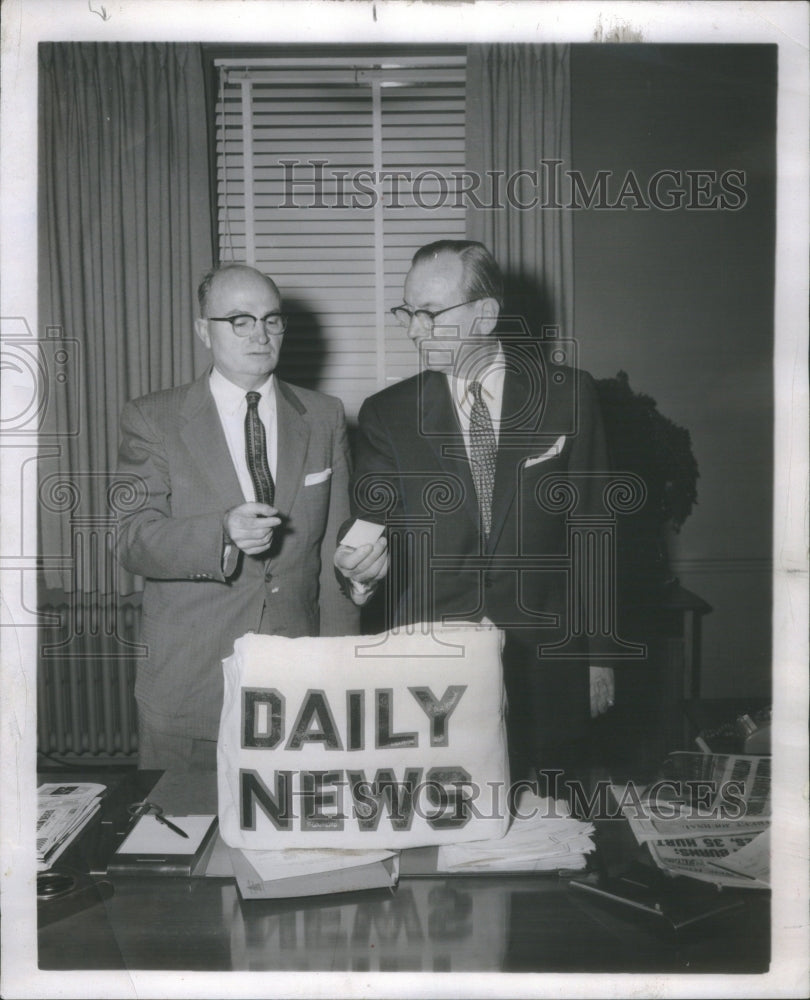 1956 Daily News Manager Arthur Hall  &amp; Circulation Director Johnston - Historic Images