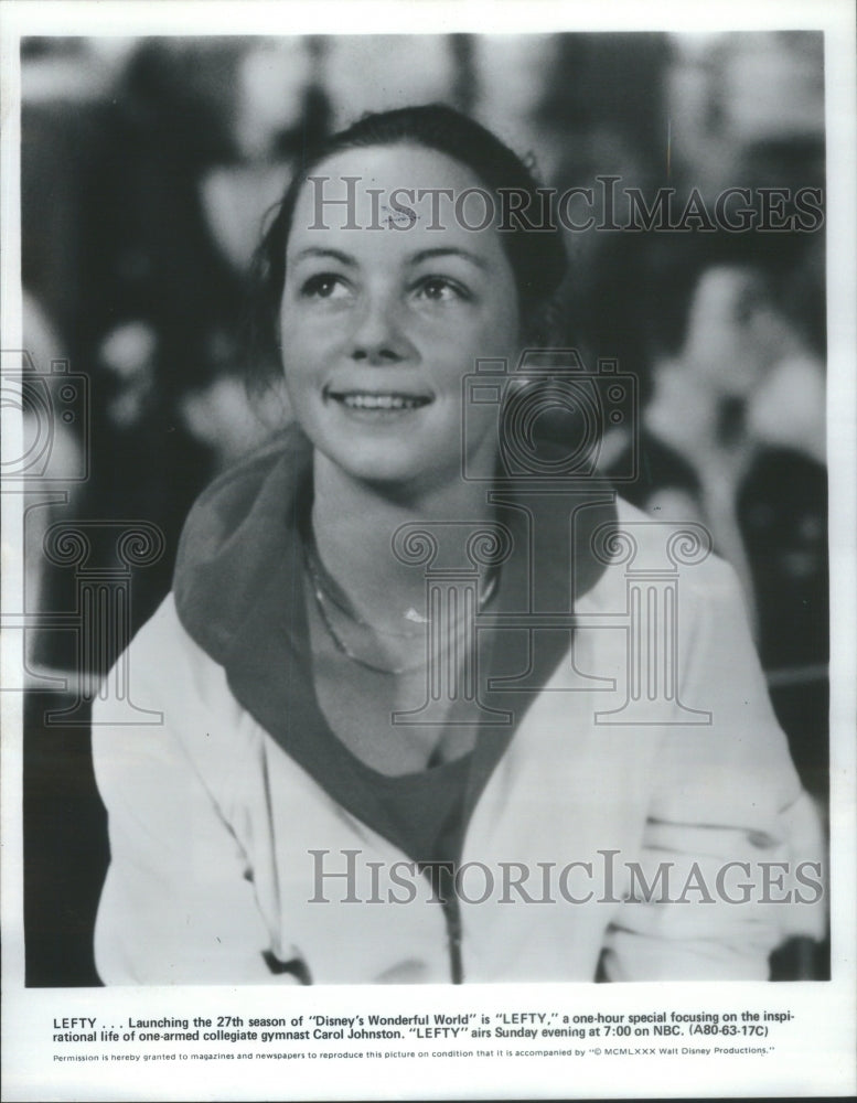 1980 Press Photo Disney&#39;s Wonderful World Gymnast Carol Johnston- RSA63293 - Historic Images