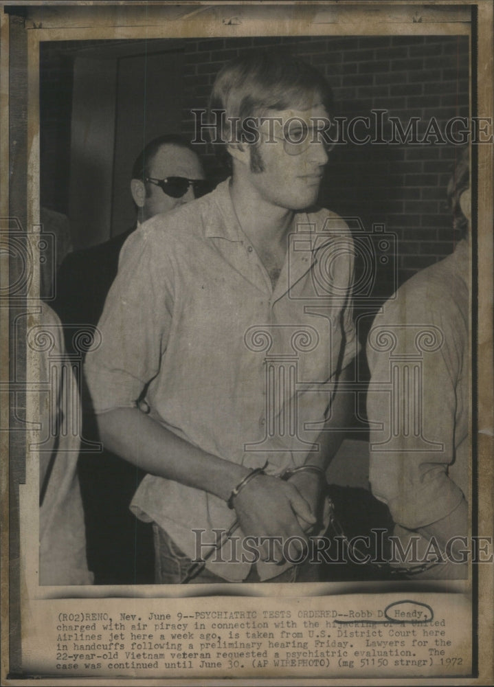 1972 Press Photo Robb Heady Air Piracy District Court- RSA63579 - Historic Images