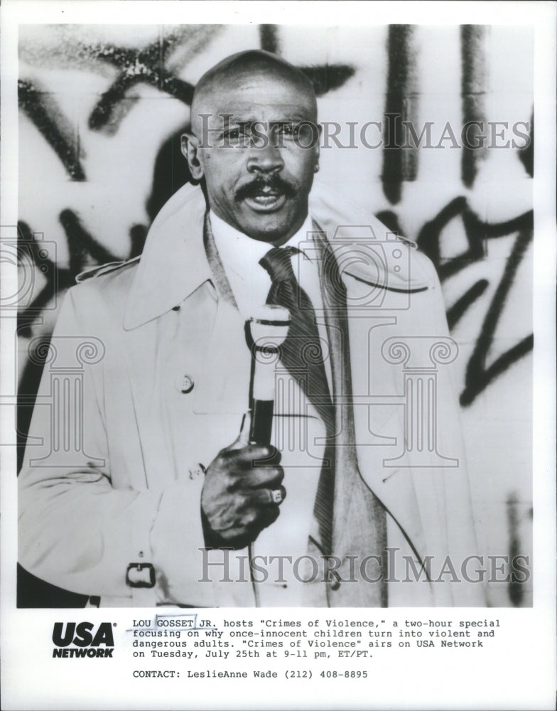 Press Photo Lou Gosset Host Crimes Violence Innocent Children Violent Dangerous- Historic Images