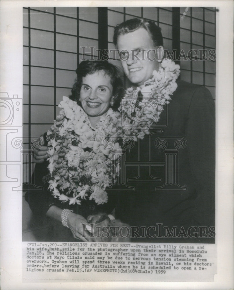 1959 Evangelist Billy Graham and his Wife - Historic Images