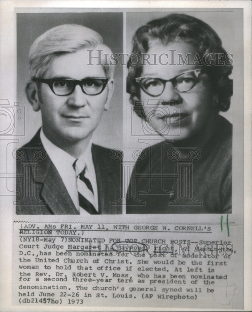 1973 Superior Court Judge Margaret Haywood and Rev Dr. Robert Moss - Historic Images