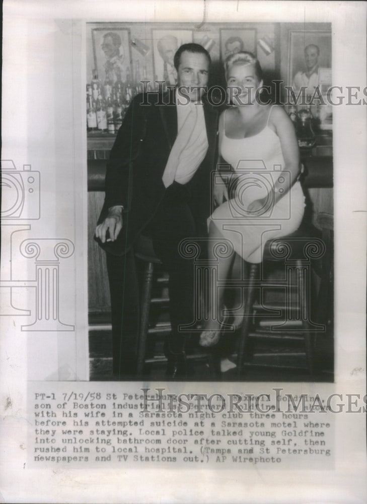 1958 Goldfine and wife before he committed suicide. - Historic Images