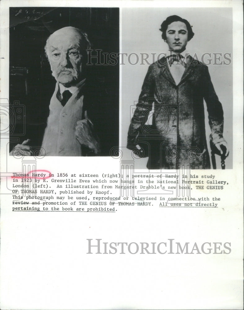 1976 Press Photo Thomas Hardy portrait done by R. Grenville Eves.- RSA64721 - Historic Images