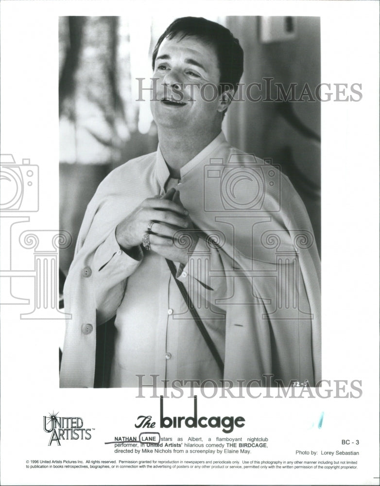 1996 Press Photo Nathan Lane star Albert  United Artist Birdcage flamboyant Club - Historic Images
