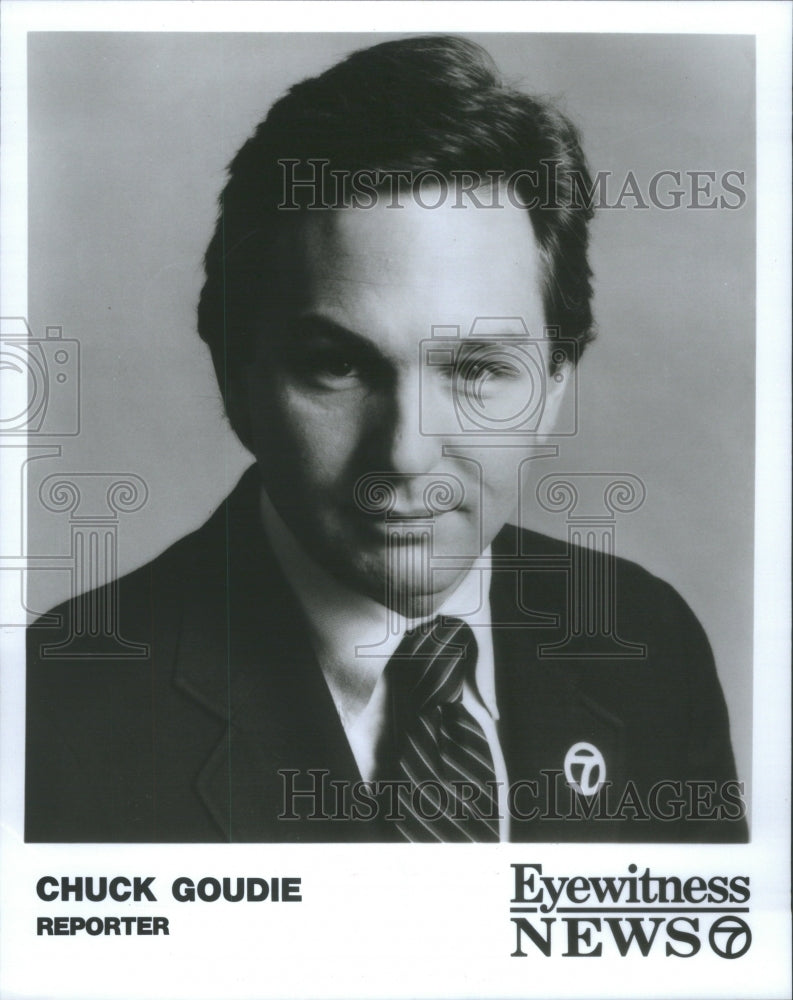 1986 Press Photo Chuck Goudie American television journalist Chicago- RSA65215 - Historic Images