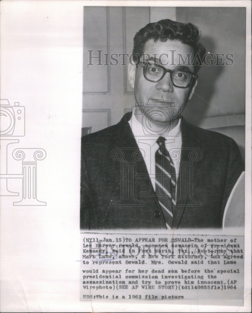 1966 Press Photo Mark Lane, Attorney For Lee Harvey, Kennedy Assasination - Historic Images